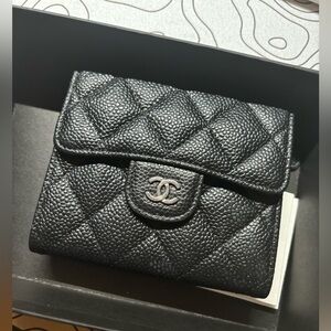 CHANEL Caviar Quilted Compact Flap Wallet
